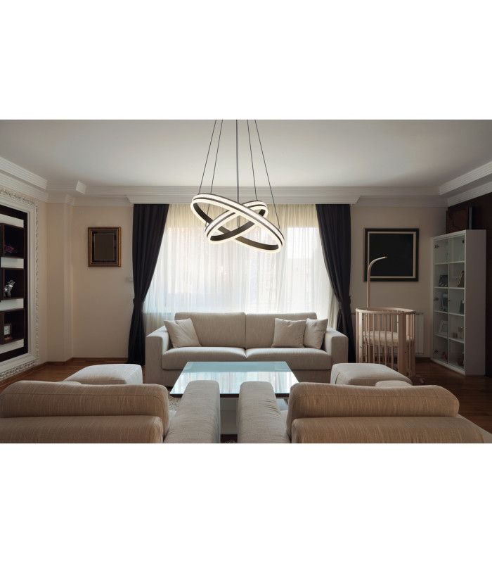 Grouni Pendant Ceiling Light Titanium Color Brushed 2x LED Dimmable 2700-6000K Remote Control-10