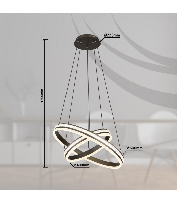 Grouni Pendant Ceiling Light Titanium Color Brushed 2x LED Dimmable 2700-6000K Remote Control-12