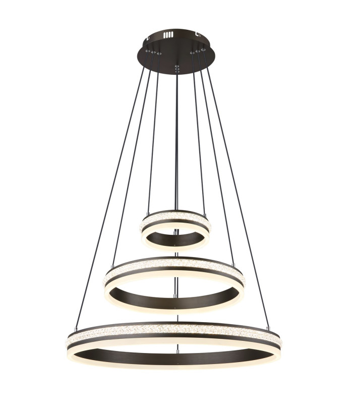 Grouni Pendant Ceiling Light Titanium Color Brushed 3x LED Dimmable 2700-6000K Remote Control-6
