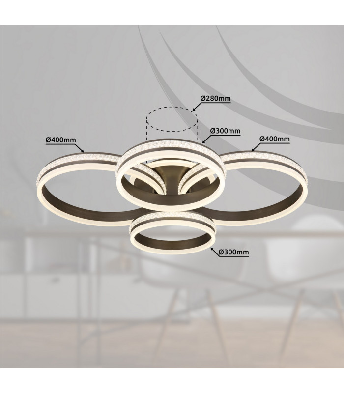 Grouni Integrated LED Semi Flush Ceiling Light Titanium Color Brushed 4x LED Dimmable 2700-6000K Remote Control-9
