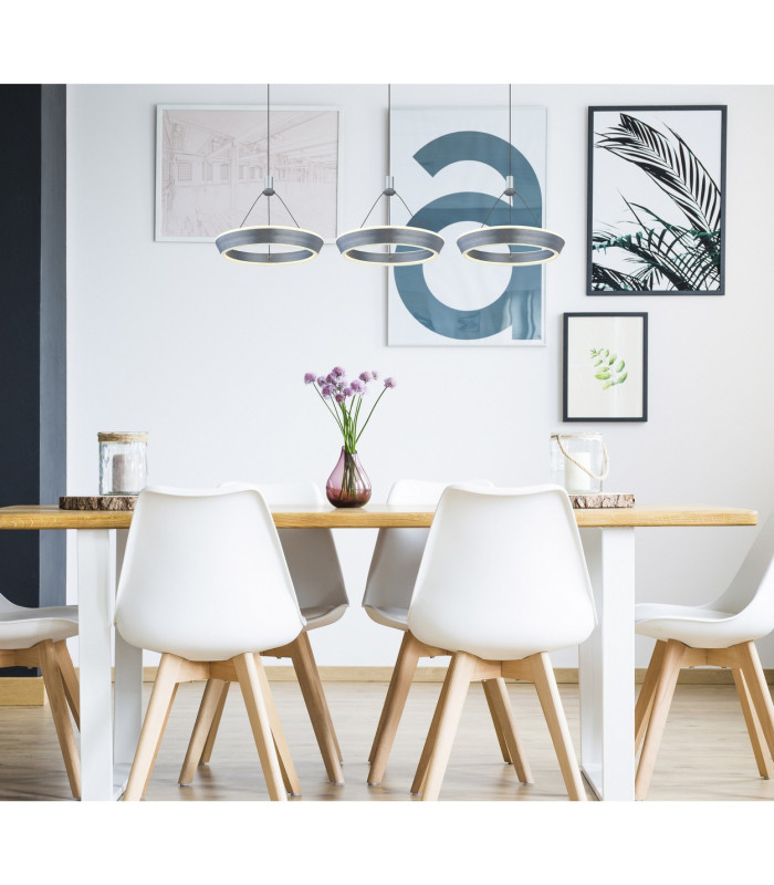 Ferra Triple Ring Pendant Ceiling Light Grey Matt 3x LED 3000K-9