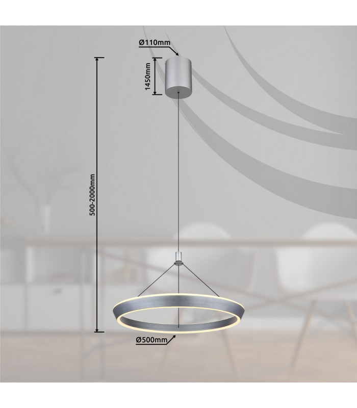 Ferra Pendant Ceiling Light Grey Matt LED 3000K-10