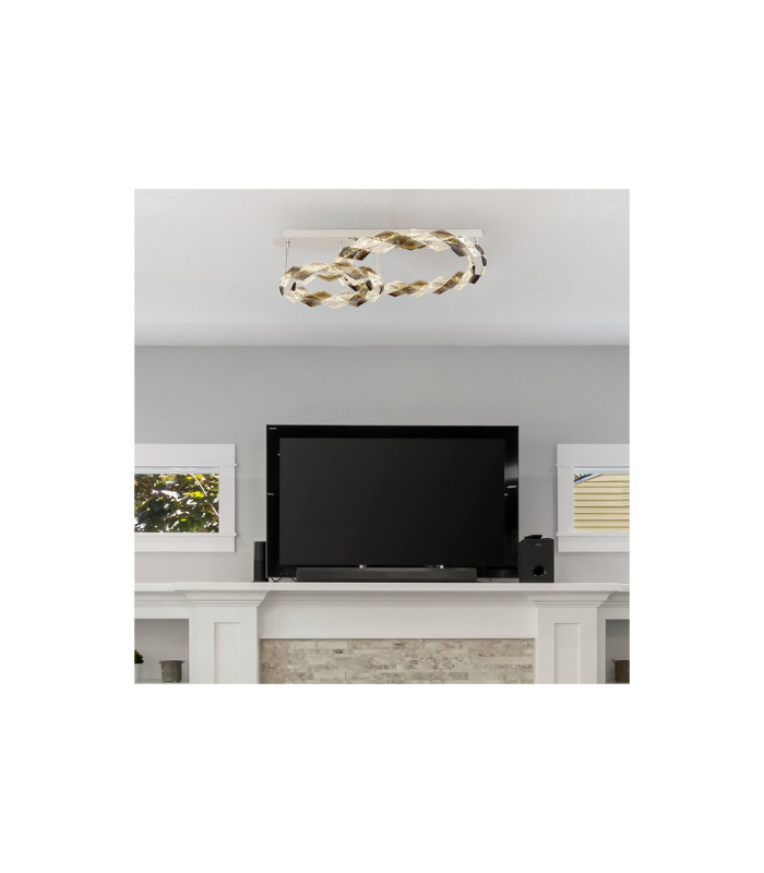 Karilion Integrated LED Semi Flush Ceiling Light Chrome 2x LED 4000K-6
