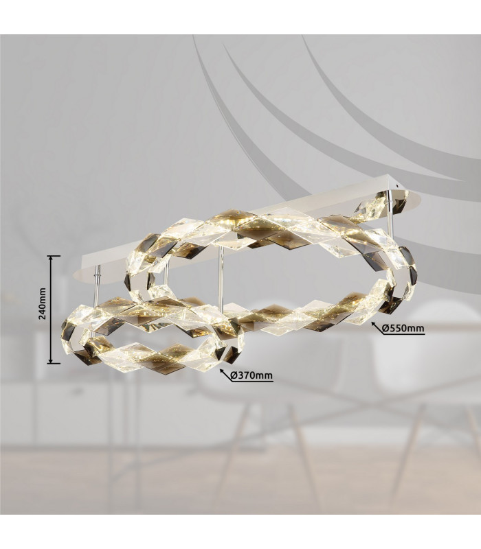 Karilion Integrated LED Semi Flush Ceiling Light Chrome 2x LED 4000K-7