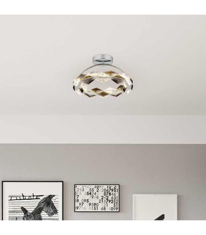 Karilion Integrated LED Semi Flush Ceiling Light Chrome LED 4000K-7