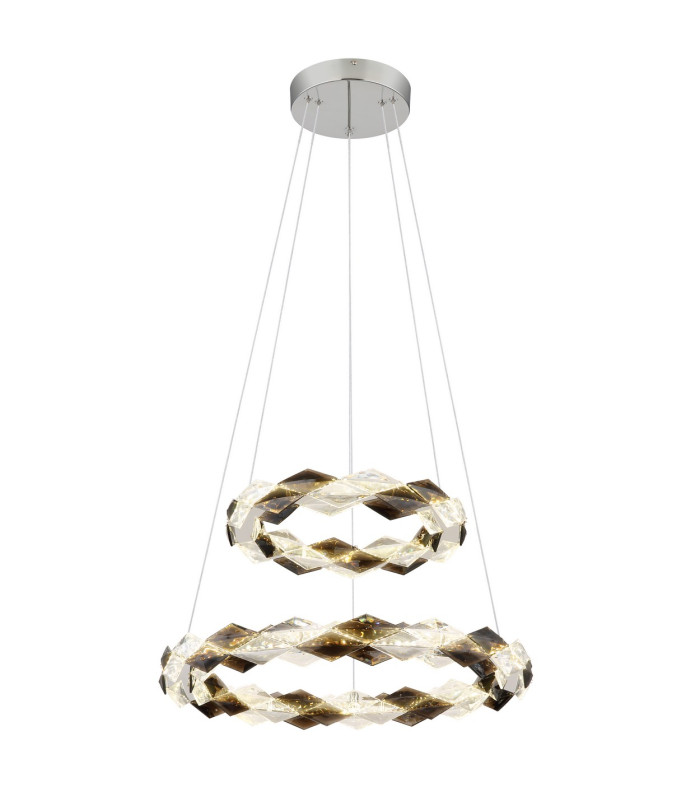 Karilion Twin Ring Pendant Ceiling Light Chrome 2x LED 4000K-1