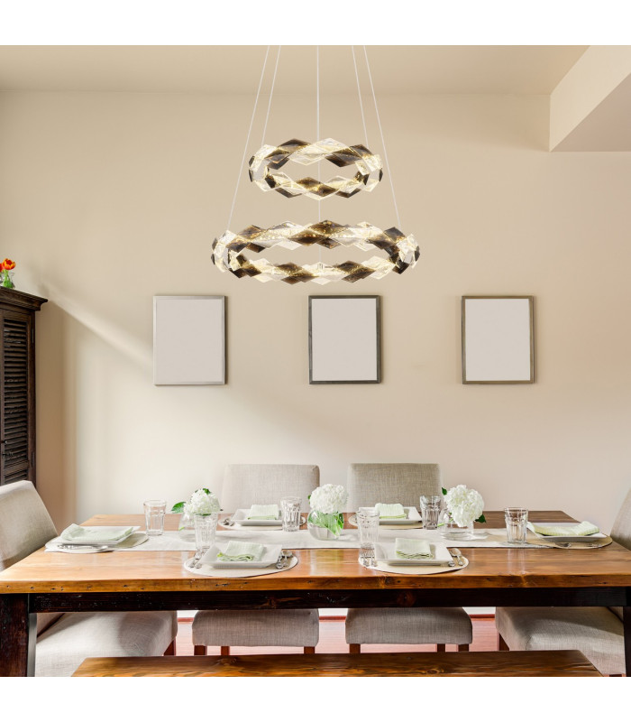 Karilion Twin Ring Pendant Ceiling Light Chrome 2x LED 4000K-6