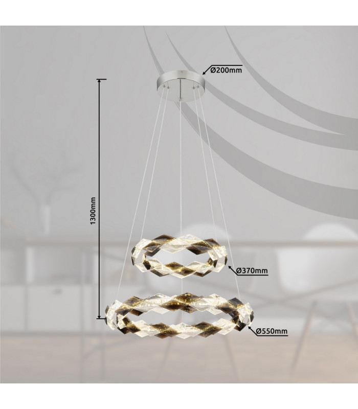 Karilion Twin Ring Pendant Ceiling Light Chrome 2x LED 4000K-7