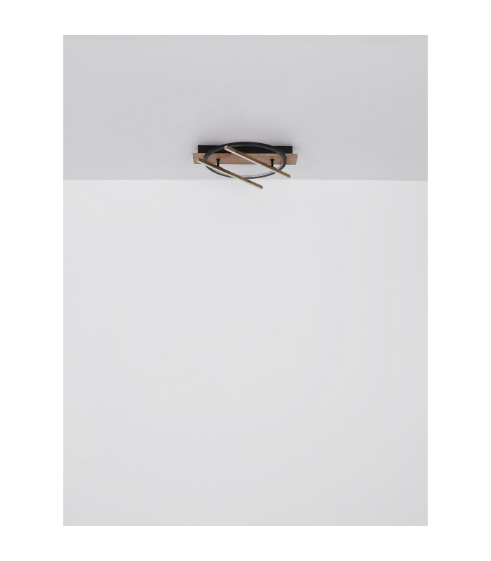 Pikara 40.5cm Integrated LED Semi Flush Ceiling Light Wood Look LED 3000K-8