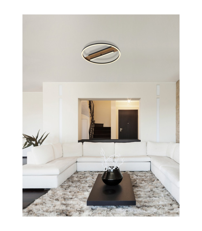 Pikara 40.5cm Integrated LED Semi Flush Ceiling Light Wood Look LED 3000K-9