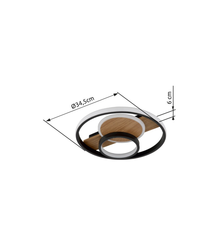 Pikara 34.5cm Integrated LED Semi Flush Ceiling Light Wood Look 3x LED 3000K-10
