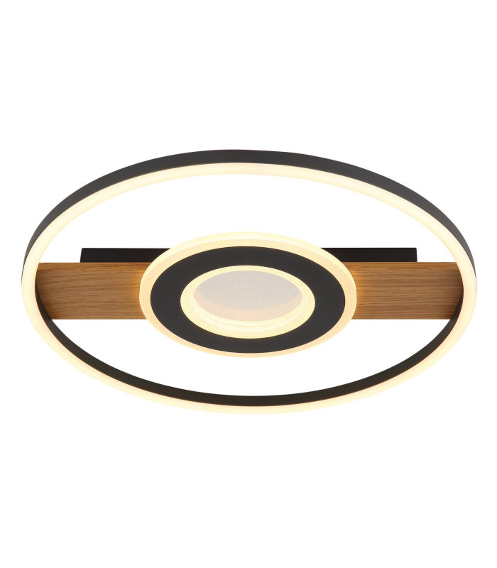 Pikara 40.5cm Integrated LED Semi Flush Ceiling Light Wood Look 2x LED 3000K-3