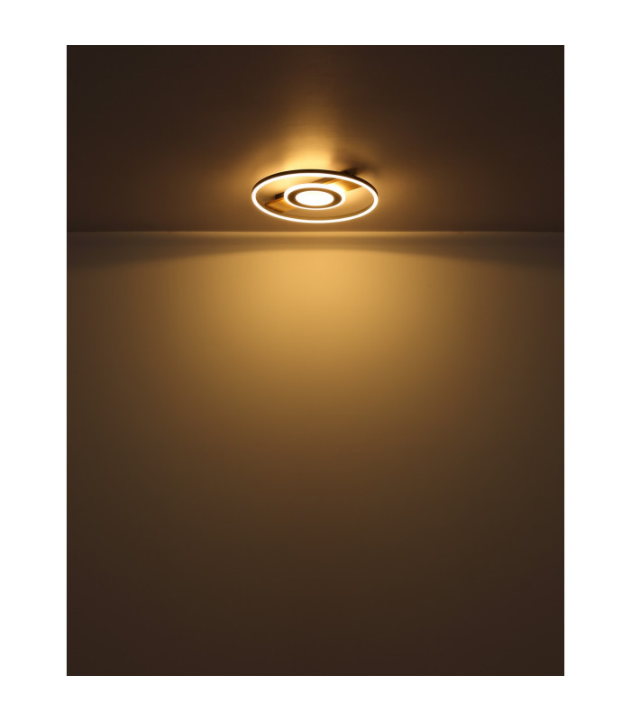 Pikara 40.5cm Integrated LED Semi Flush Ceiling Light Wood Look 2x LED 3000K-5
