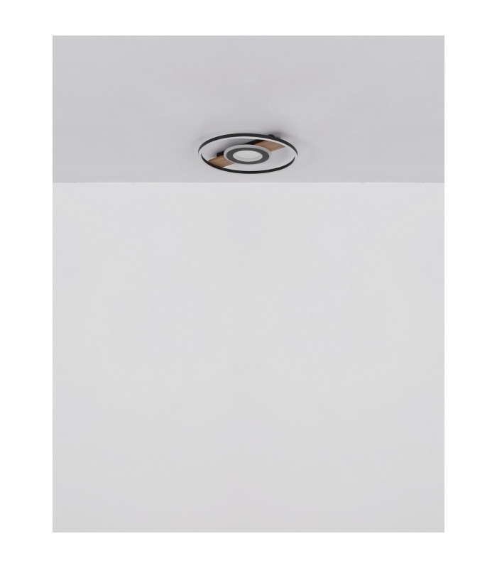 Pikara 40.5cm Integrated LED Semi Flush Ceiling Light Wood Look 2x LED 3000K-7