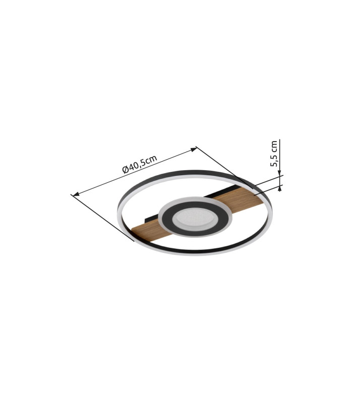 Pikara 40.5cm Integrated LED Semi Flush Ceiling Light Wood Look 2x LED 3000K-10
