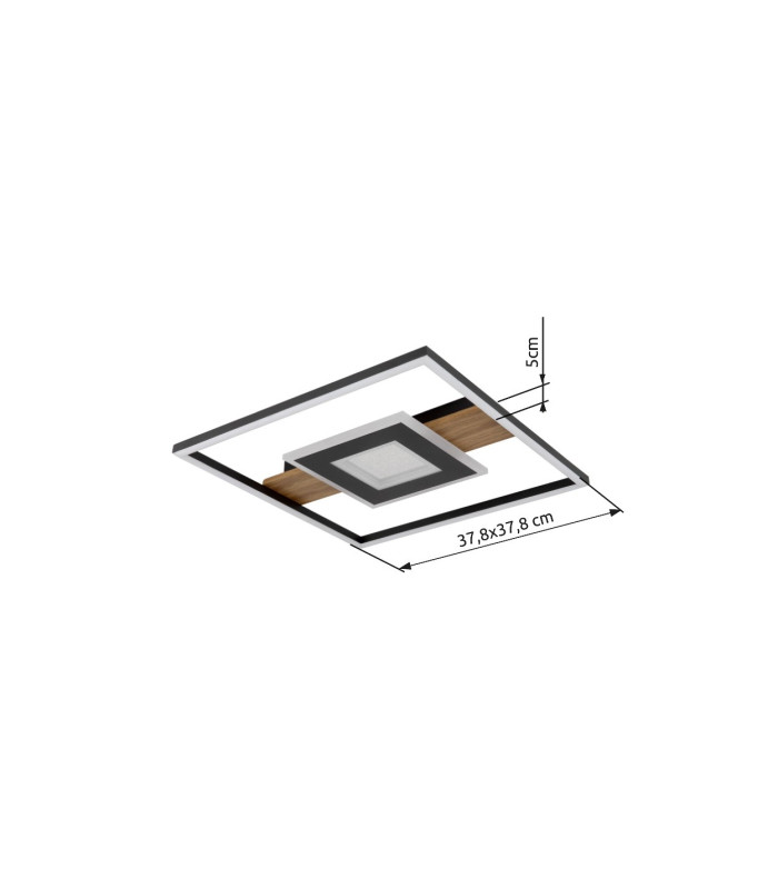 Pikara 38x38cm Integrated LED Semi Flush Ceiling Light Wood Look 2x LED 3000K-10