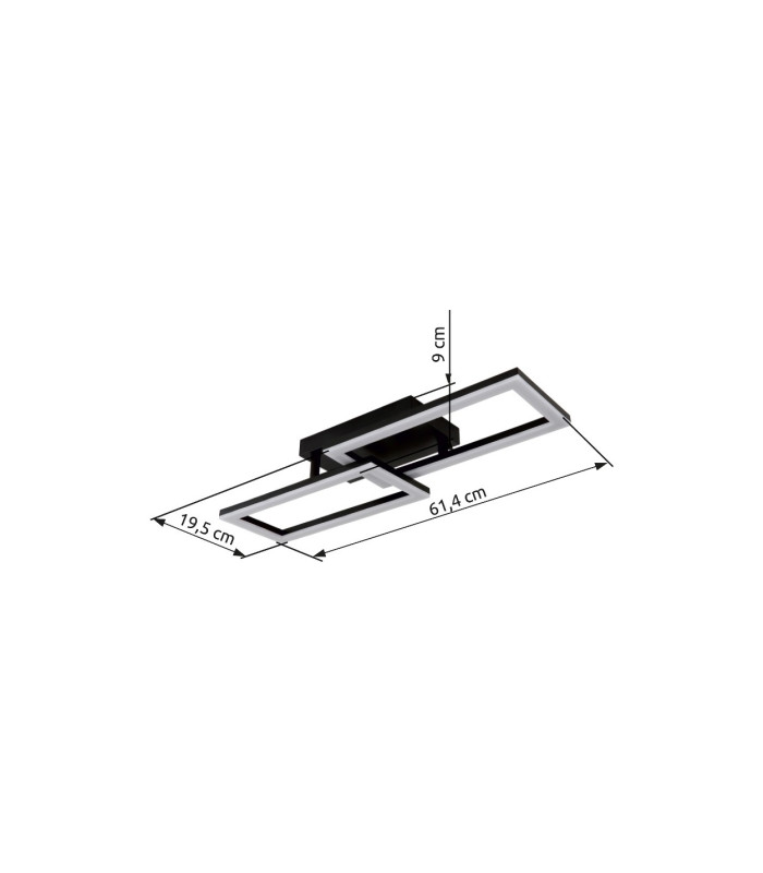 Sapena 61x20cm Integrated LED Semi Flush Ceiling Light Matt Black 2x LED 3000K-10