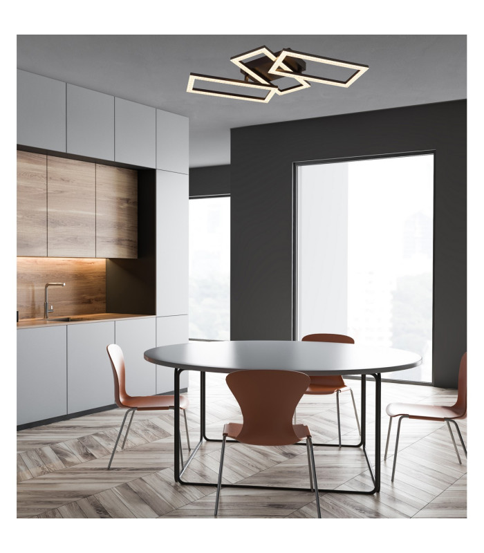 Sapena 61x34cm Integrated LED Semi Flush Ceiling Light Matt Black 3x LED 3000K-11