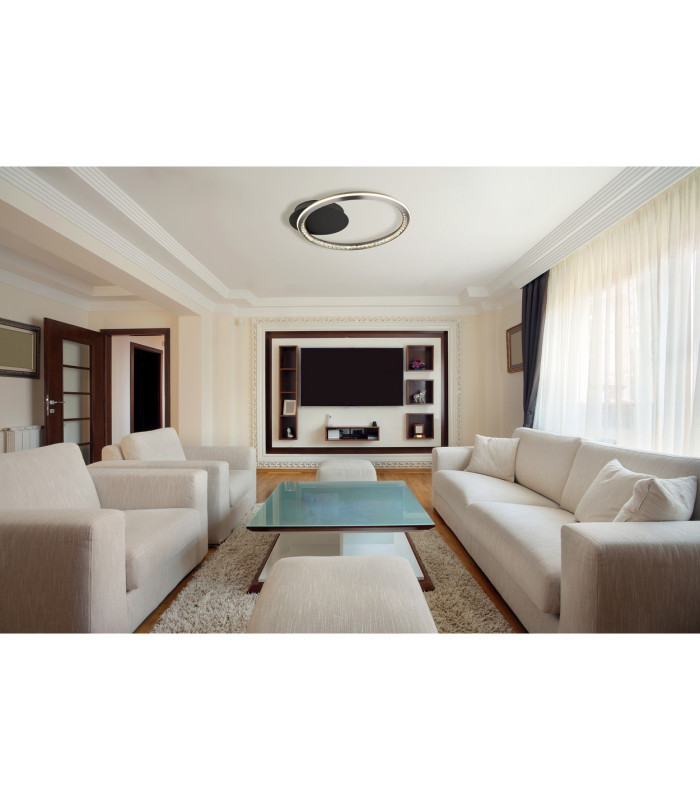 Alaina Single Ring Integrated LED Semi Flush Ceiling Light Grey Matt LED Dimmable 2700-6000K-10
