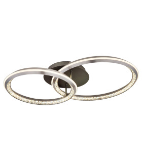 Alaina Twin Ring Integrated LED Semi Flush Ceiling Light Grey Matt 2x LED Dimmable 2700-6000K-1
