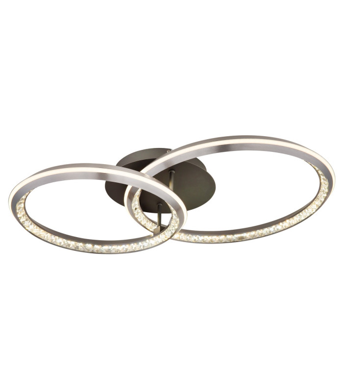 Alaina Twin Ring Integrated LED Semi Flush Ceiling Light Grey Matt 2x LED Dimmable 2700-6000K-1