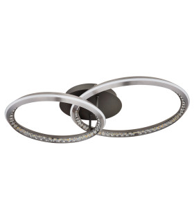 Alaina Twin Ring Integrated LED Semi Flush Ceiling Light Grey Matt 2x LED Dimmable 2700-6000K-2