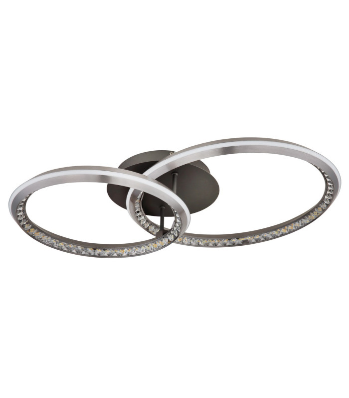 Alaina Twin Ring Integrated LED Semi Flush Ceiling Light Grey Matt 2x LED Dimmable 2700-6000K-2