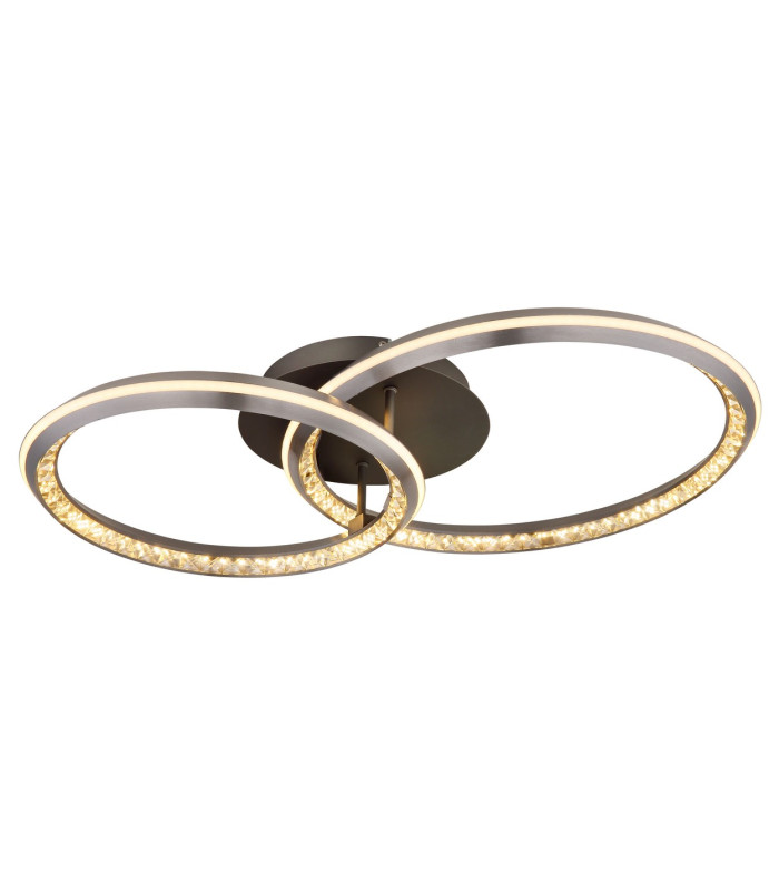 Alaina Twin Ring Integrated LED Semi Flush Ceiling Light Grey Matt 2x LED Dimmable 2700-6000K-4