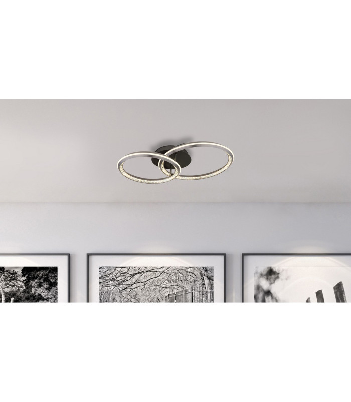 Alaina Twin Ring Integrated LED Semi Flush Ceiling Light Grey Matt 2x LED Dimmable 2700-6000K-10