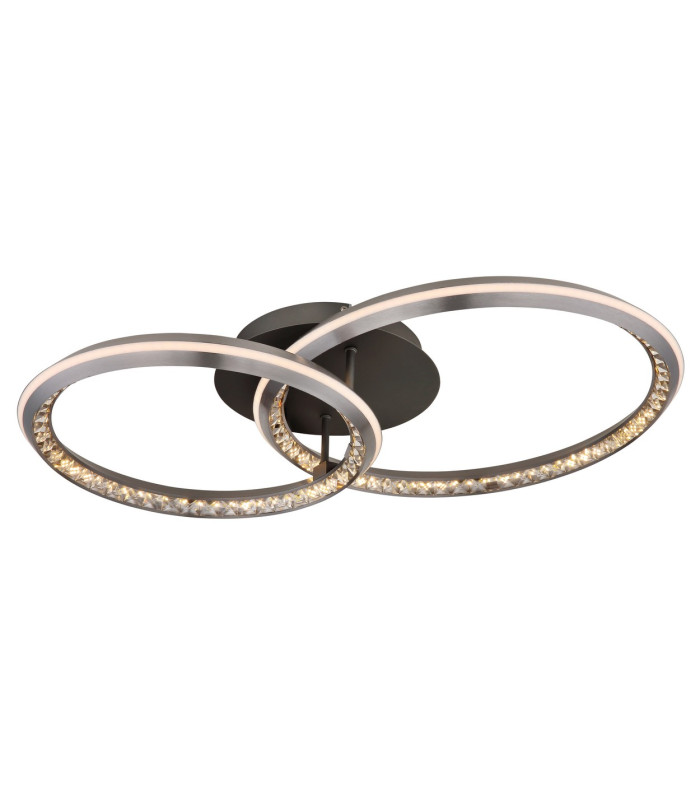 Alaina Twin Ring Integrated LED Semi Flush Ceiling Light Grey Matt 2x LED Dimmable 2700-6000K-11