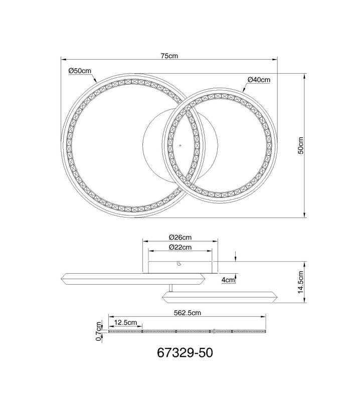 Alaina Twin Ring Integrated LED Semi Flush Ceiling Light Grey Matt 2x LED Dimmable 2700-6000K-12