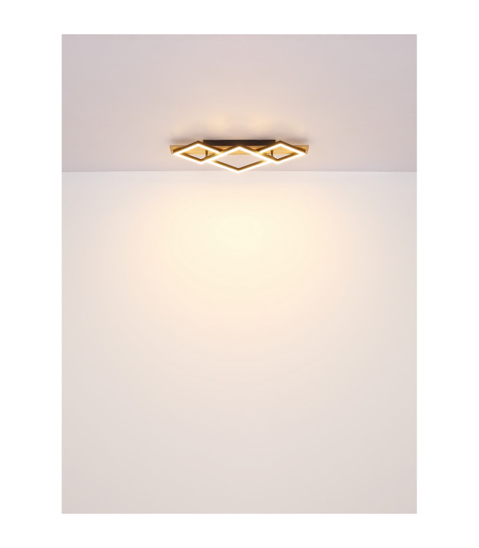 Beatrix I Integrated LED Semi Flush Ceiling Light Brown Rectangular Square 1x LED 3000K-6