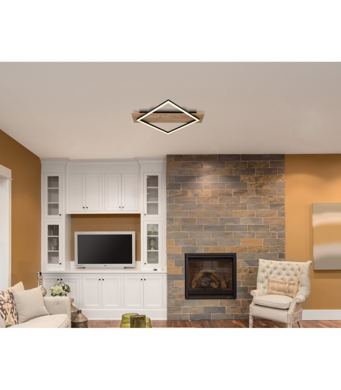 Beatrix I Integrated LED Semi Flush Ceiling Light Brown Rectangular Square 1x LED 3000K-8