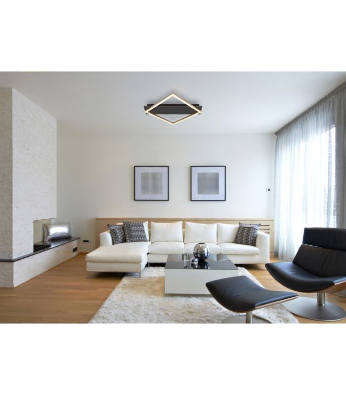 Beatrix I Integrated LED Semi Flush Ceiling Light Matt Black Rectangular Square 1x LED 3000K-8