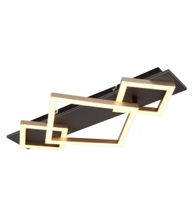 Beatrix I Integrated LED Semi Flush Ceiling Light Matt Black Rectangular 3 Square 3x LED 3000K-1