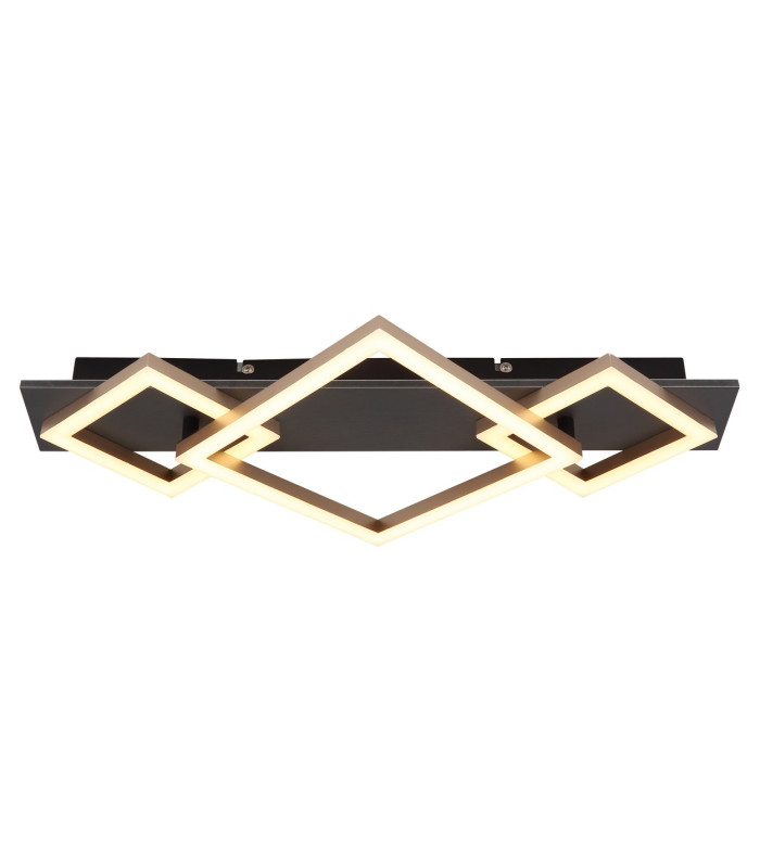Beatrix I Integrated LED Semi Flush Ceiling Light Matt Black Rectangular 3 Square 3x LED 3000K-3