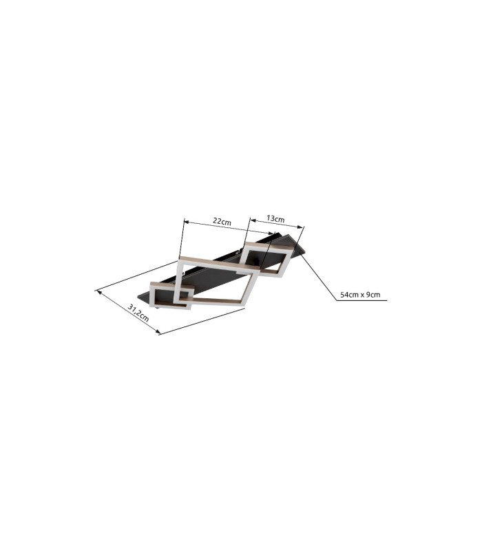 Beatrix I Integrated LED Semi Flush Ceiling Light Matt Black Rectangular 3 Square 3x LED 3000K-10