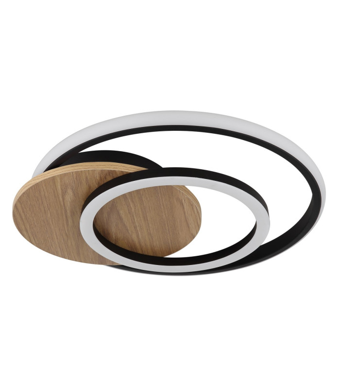 Julio Integrated LED Semi Flush Ceiling Light Wood Look Dark 3x LED 3000K-2