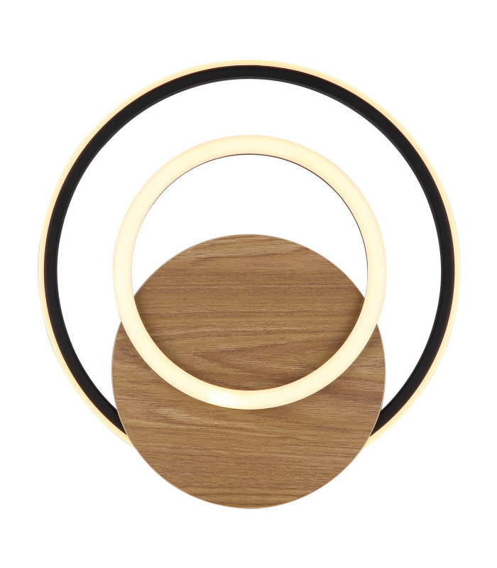 Julio Integrated LED Semi Flush Ceiling Light Wood Look Dark 3x LED 3000K-3