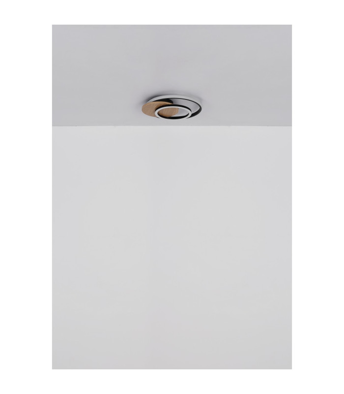 Julio Integrated LED Semi Flush Ceiling Light Wood Look Dark 3x LED 3000K-6