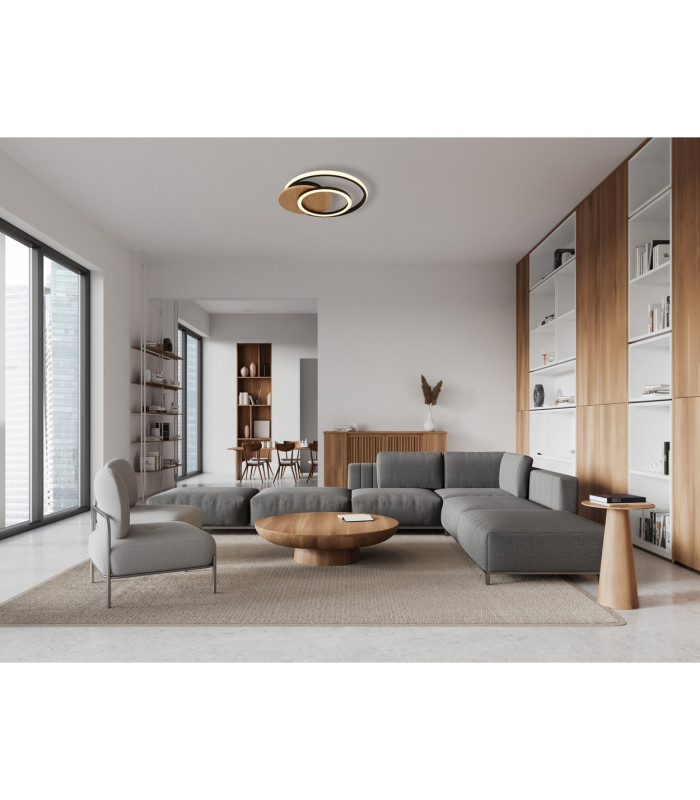 Julio Integrated LED Semi Flush Ceiling Light Wood Look Dark 3x LED 3000K-8