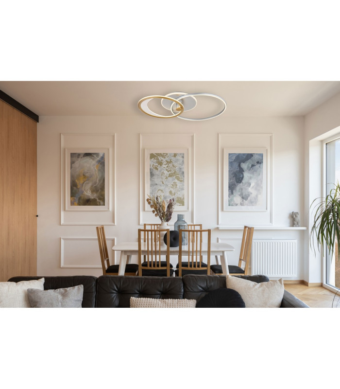 Umbra 81x51cm Integrated LED Semi Flush Ceiling Light Silver Colored 2x LED Dimmable 2700-6500K Remote Control Timer-9