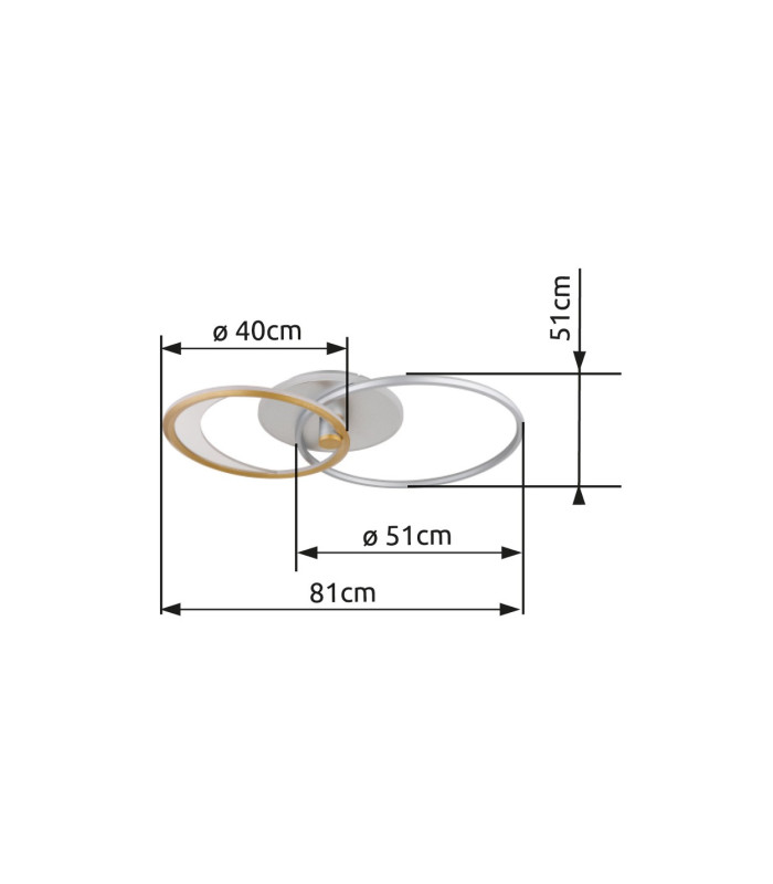 Umbra 81x51cm Integrated LED Semi Flush Ceiling Light Silver Colored 2x LED Dimmable 2700-6500K Remote Control Timer-12