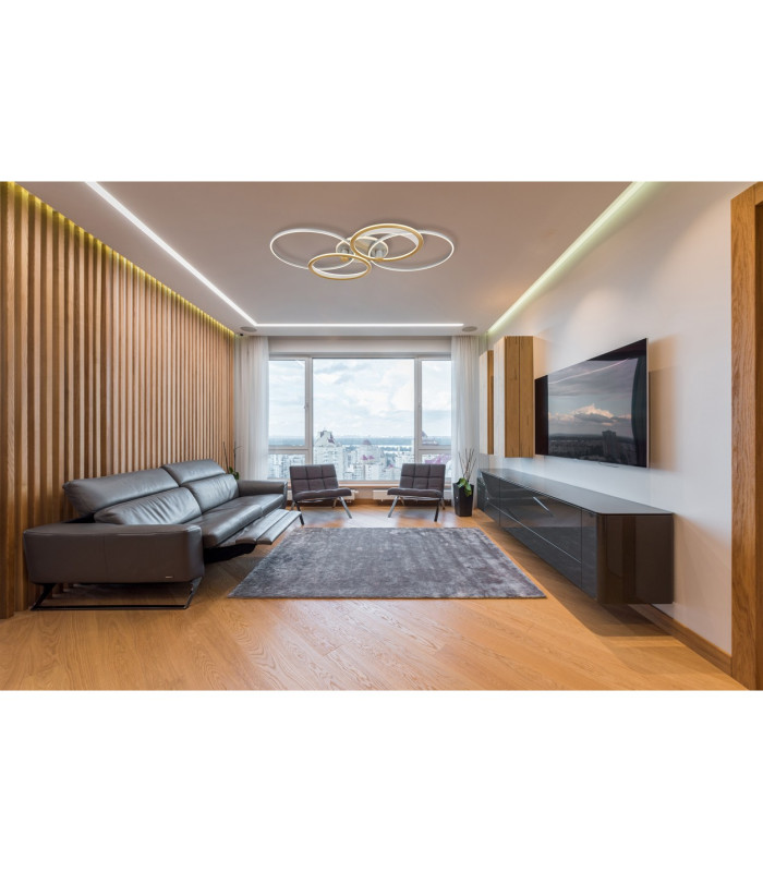 Umbra 110x72cm Integrated LED Semi Flush Ceiling Light Silver Colored 4x LED Dimmable 2700-6500K Remote Control Timer-9