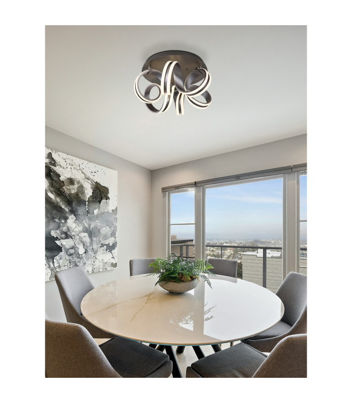 Kuni 46cm Integrated LED Semi Flush Ceiling Light Grey Dark LED Dimmable 2700-6500K Remote Control Timer-10