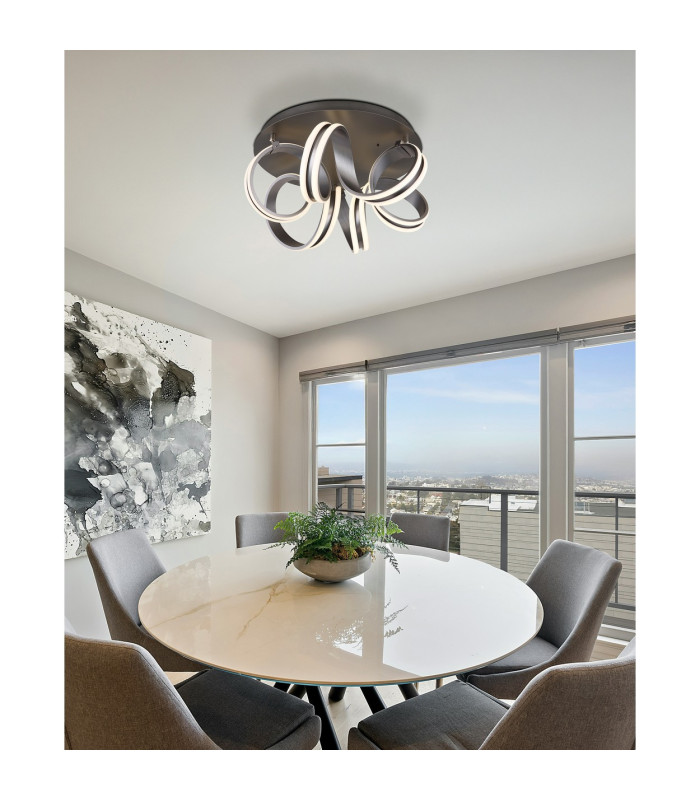 Kuni 54cm Integrated LED Semi Flush Ceiling Light Grey Dark LED Dimmable 2700-6500K Remote Control Timer-10