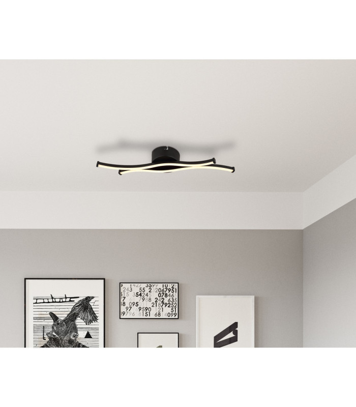 Boyd 47cm Integrated LED Semi Flush Ceiling Light Matt Black 2x LED 3000K-5