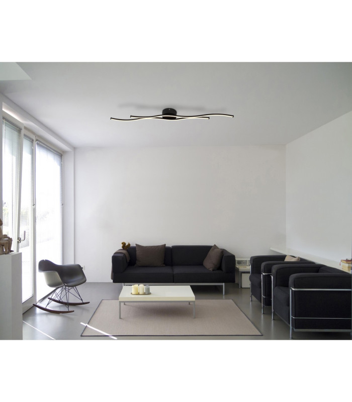 Boyd 110cm Integrated LED Semi Flush Ceiling Light Matt Black 2x LED 3000K-5