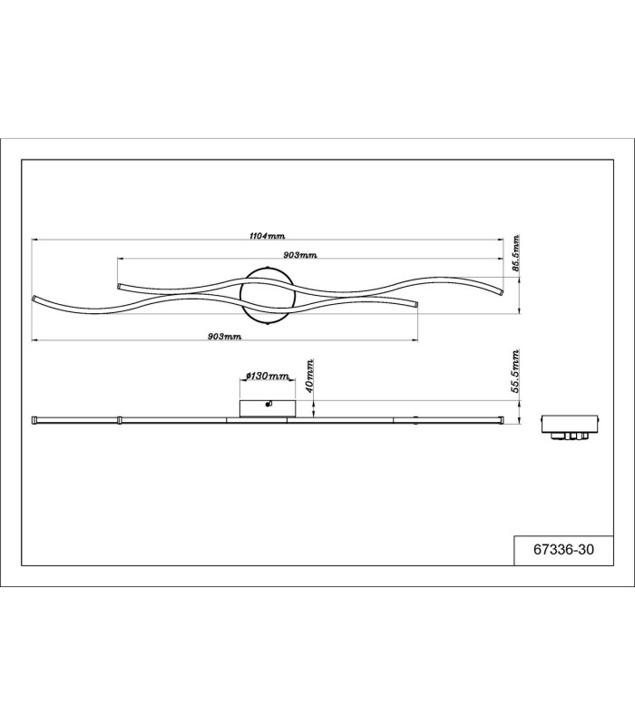 Boyd 110cm Integrated LED Semi Flush Ceiling Light Matt Black 2x LED 3000K-6