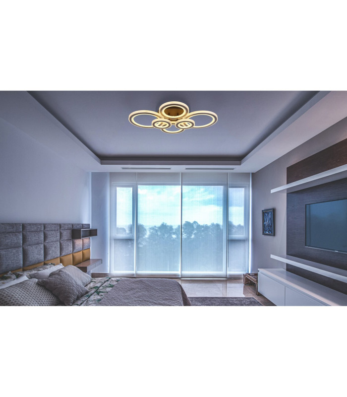 Kora Integrated LED Semi Flush Ceiling Light Matt Black 6x LED Dimmable 2700-6000K Remote Control-11